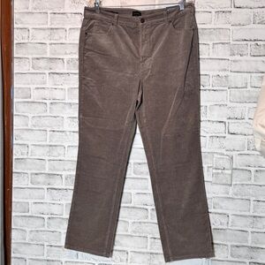 Talbots Brown/Taupe Corduroy Pants Straight Leg sz 14P high waisted full‎ length